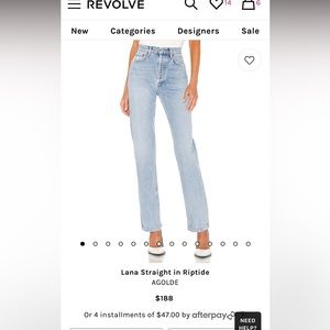 Agolde Lana Straight Leg Jeans in Light Blue Riptide